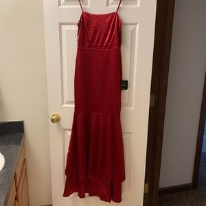 NWT Lulus Red Contemporary Romance Satan Tiered Mermaid Dress